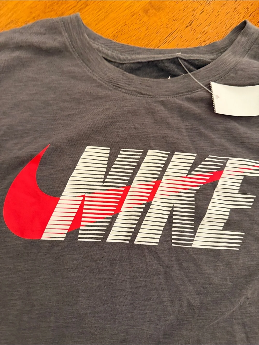 Nike Gray Short-Sleeve Tee with Red Swoosh and White Logo xxl